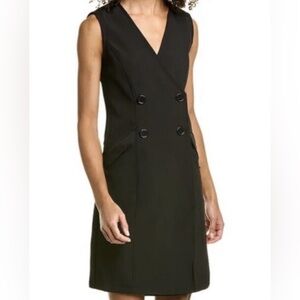 Max Studio Black Sleeveless Double-Breasted Front Button Tuxedo Dress Size large